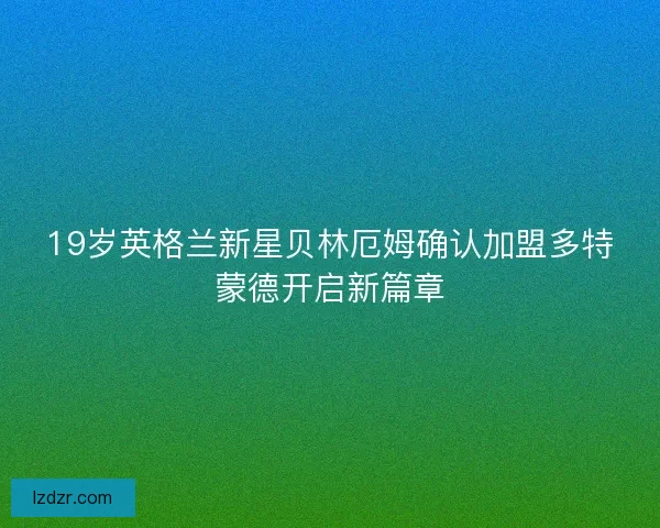 19岁英格兰新星贝林厄姆确认加盟多特蒙德开启新篇章